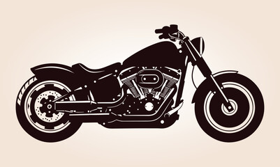 Obraz premium Motorcycle Vector Silhouette, Classic Silhouette Of A Motorcycle, Vintage Cruiser Motorcycle, Vintage Motorcycle Vector Silhouette, Motorcycle Silhouette.