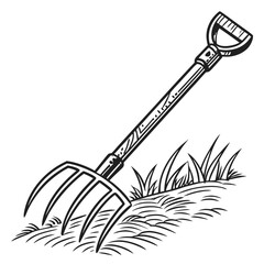 hand drawn vector illustration of a shovel