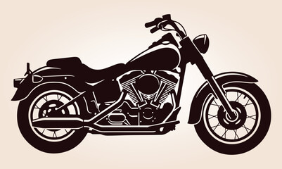 Obraz premium Motorcycle Vector Silhouette, Classic Silhouette Of A Motorcycle, Vintage Cruiser Motorcycle, Vintage Motorcycle Vector Silhouette, Motorcycle Silhouette.