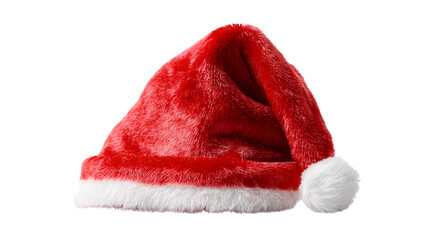 Santa Claus hat accessory for costume in red velvet texture isolated on white background