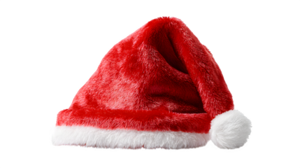 Santa Claus hat accessory for costume in red velvet texture isolated on white background