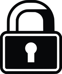 Black and White Vector Icon of Closed Padlock Representing Security and Restricted Access

