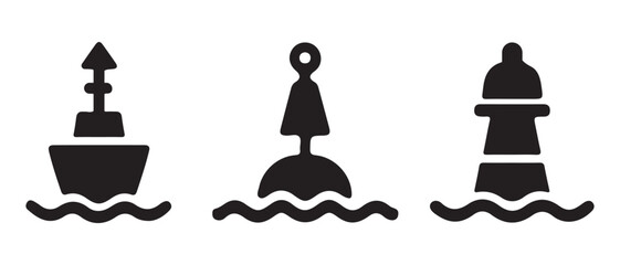 Navigation buoys icon set aids to marine navigation and warning. © CreatetiveDesignX
