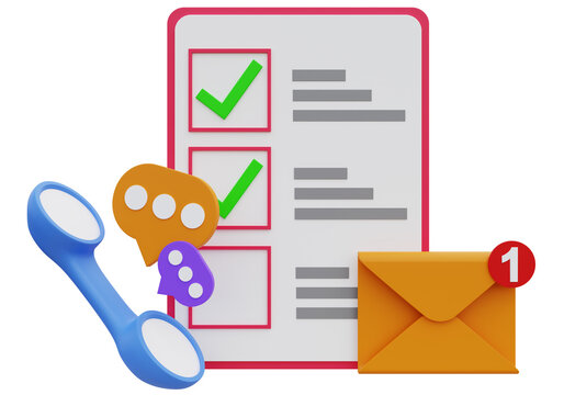 Concept of requesting information via email, 3D illustration