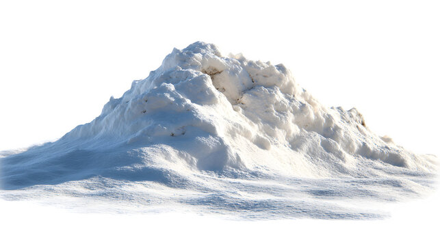 Snowdrift mound with soft shading and texture isolated on white background