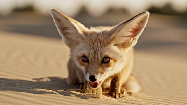 Fennec Fox in the Desert - A Cute Creature in its Natural Habitat.