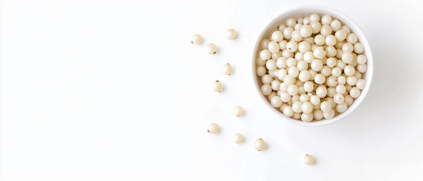 Elevated view of white grape fruit in bowl
