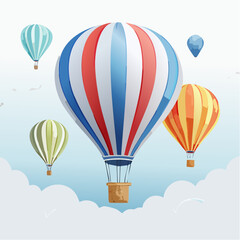 Obraz premium Colorful Hot Air Balloons Vector Illustration