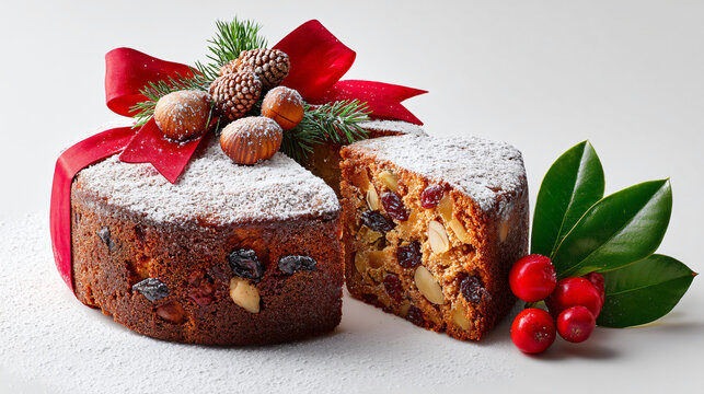 Festive Fruitcake with Holiday Decorations - Powered by Adobe