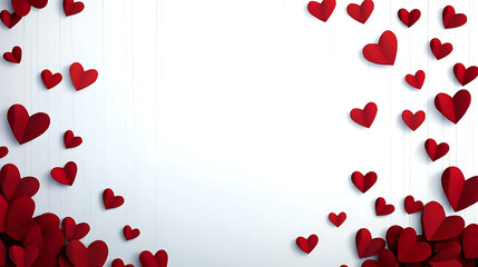 Red heart border, romantic Valentine&rsquo;s Day background, love decoration design, wedding invitation template, festive greeting card concept