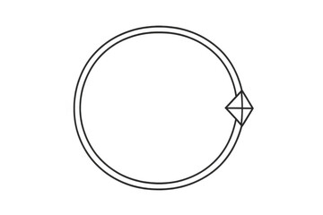 Circular arrow line art icon pointing a diamond with a transparent background for web and app design