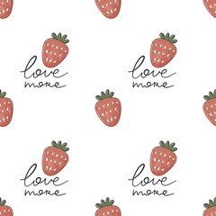 Seamless pattern with cartoon strawberries. colorful illustration. hand drawing, flat style. design for fabric, print, textile, wrapper
