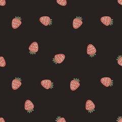 Seamless pattern with cartoon strawberries. colorful illustration. hand drawing, flat style. design for fabric, print, textile, wrapper