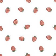 Seamless pattern with cartoon strawberries. colorful illustration. hand drawing, flat style. design for fabric, print, textile, wrapper