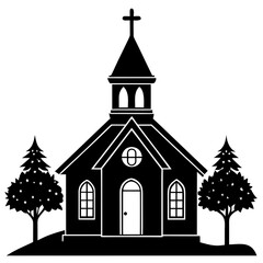 church silhouette vector