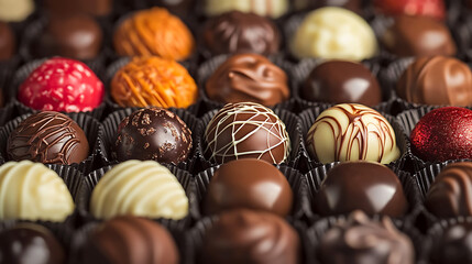 Assorted gourmet chocolate candy box, handcrafted sweets, festive gift selection, wedding party treats, premium snack, creative dessert concept