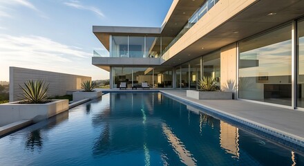 Fototapeta premium Luxurious Modern Mansion with Infinity Pool and Panoramic Views.