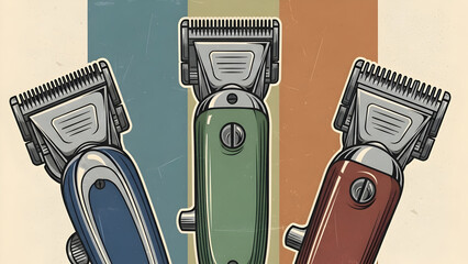 Clippers Illustration with Retro Color Stripes