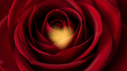 Naklejka premium Red Rose Spiral with Glowing Golden Center