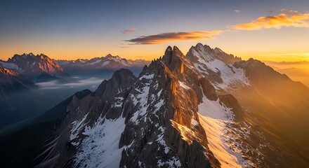 Majestic Peaks at Dawn - A Breathtaking Mountain Landscape.