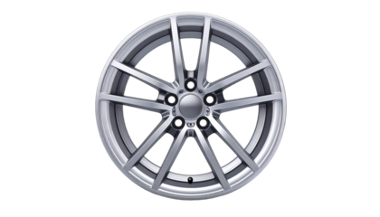 Sleek Silver Alloy Wheel with Contemporary Multi-Spoke Design for Vehicle Upgrades