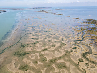 aerial view of natural park in the north of italy, lagoon, friuli venezia giulia, italy