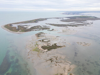 aerial view of natural park in the north of italy, lagoon, friuli venezia giulia, italy