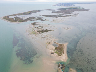 aerial view of natural park in the north of italy, lagoon, friuli venezia giulia, italy
