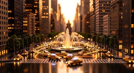 Stunning cityscape view of Columbus Circle in New York City.