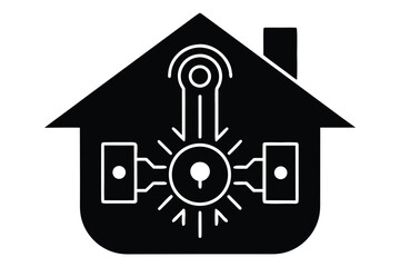 ai powered thermostat vector icon silhouette illus