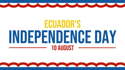 Ecuador’s Independence Day banner in clean modern style on white background, perfect for national celebration posts