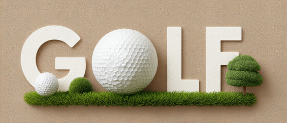 Golf is popular sport that brings joy and excitement, showcased beautifully in this banner with textured background featuring golf balls and lush greenery
