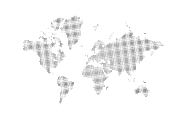 Rounded globe showing continents and national boundaries. Isolated world map with textured grain effect. Ideal for travel themes and business infographics. Flat vector style.