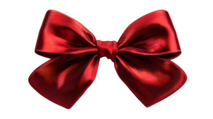 Shiny red bow clipart with soft shadow isolated on white background