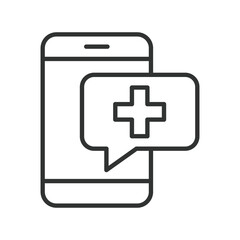 Obraz premium Medical chat app, icon in line design. medical chat app, digital healthcare, smartphone on white background vector. Medical chat app editable stroke icon