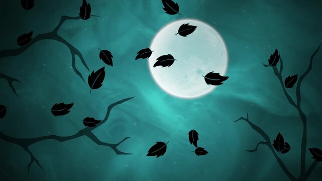 peaceful and uncanny moonlit forest setting ideal for dramatic and poetic visuals