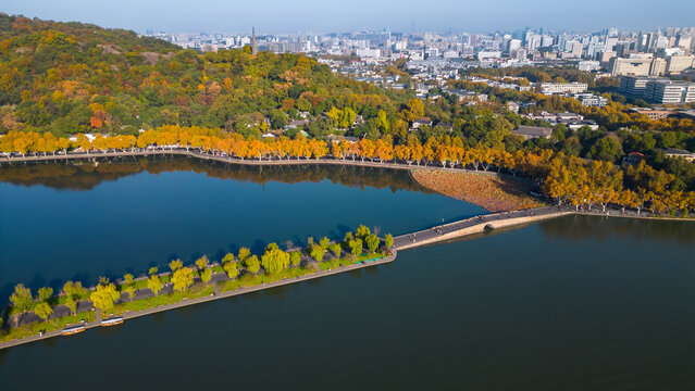 The aerial photogrpahy of Xihu lake, the must landmark in Hangzhou, China