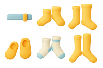 Colorful cartoon sock icon collection for fun design and decoration projects