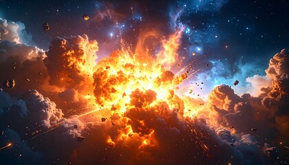 Cosmic Collision: A Breathtaking Explosion in the Vastness of Outer Space