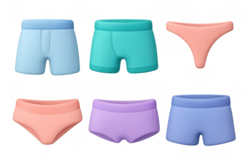Cartoon underwear icon set - colorful and simple illustrations for design and decoration