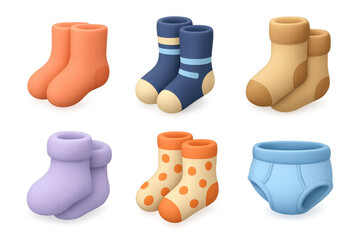 Cute cartoon sock icons collection for design and decoration