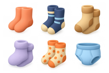 Cute cartoon sock icons collection for design and decoration