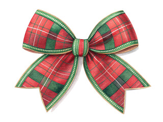 Festive red and green plaid christmas bow decoration