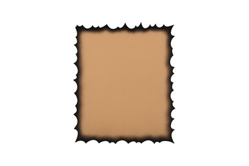 Obraz premium Burnt paper frame creating a vintage border with textured aged tan background, transparent for graphic design
