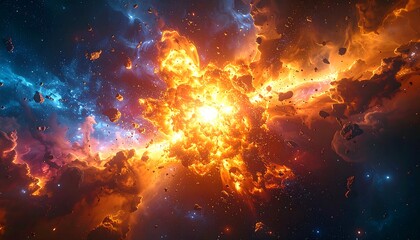 Celestial Ignition: A cosmic vista of explosion and stellar birth, an astral wonder