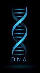 Blue dna helix illustration with glowing effect on black background
