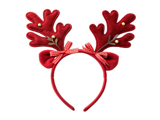 Festive red reindeer antler headband with bows and berries