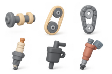 Engine parts icons collection for mechanical design and illustration
