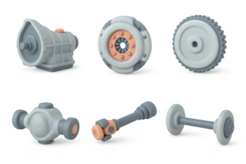 Mechanical engineering icon set featuring simple designs