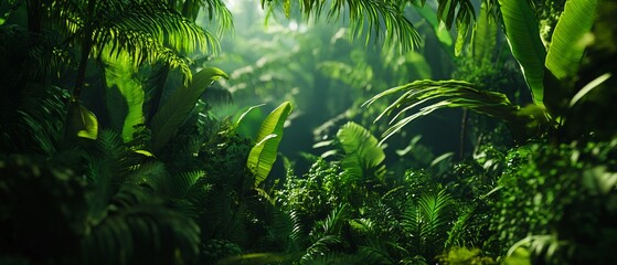 Lush Tropical Foliage Greenery Jungle Background